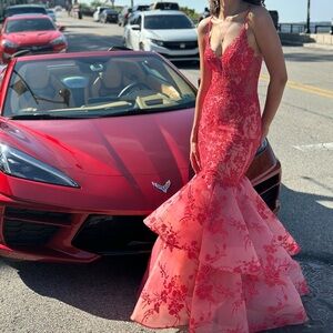 Ellie Wilde Scarlet Lace Mermaid Dress